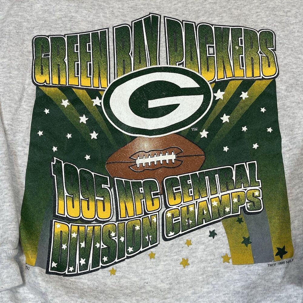 Vintage 1995 Green Bay Packers Crewneck Sweatshirt NFC Champions Gray Size XL - Picture 2 of 14